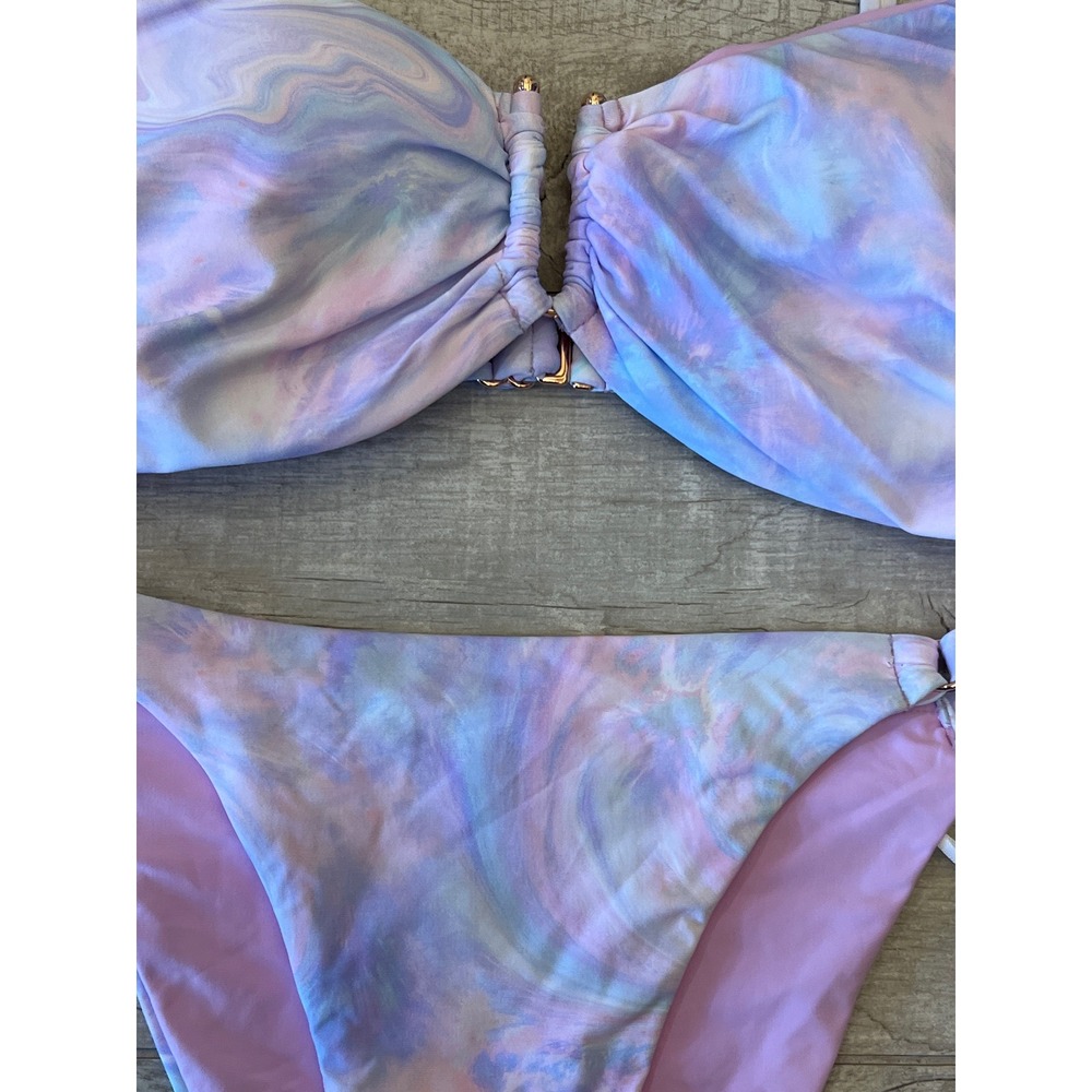 MaxSwim Tie Dye Bikini Swimsuit Women's Size XS 34C Purple Blue Pink Halter Top